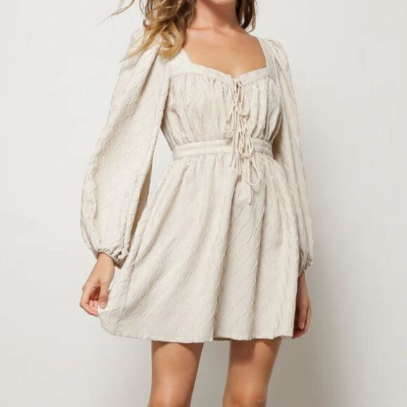 Nwt line & dot MARLEY MINI DRESS Cream Long Sleeve - Picture 1 of 7